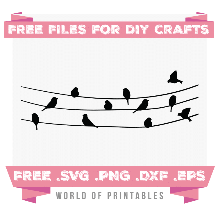 birds on wire Free SVG Files PNG DXF EPS