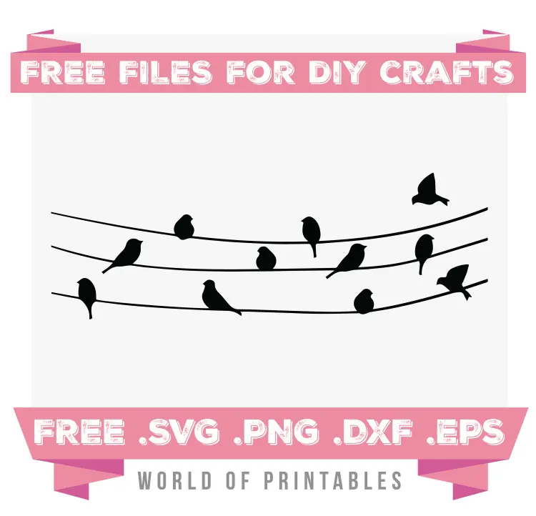 birds on wire Free SVG Files PNG DXF EPS