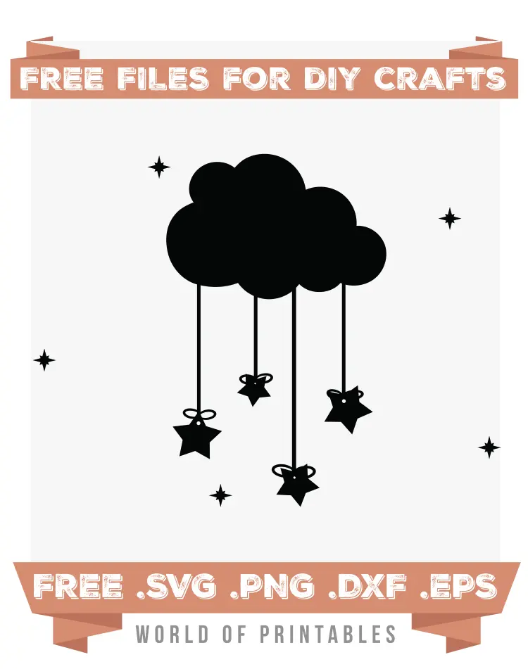 hanging stars from cloudss Free SVG Files PNG DXF EPS