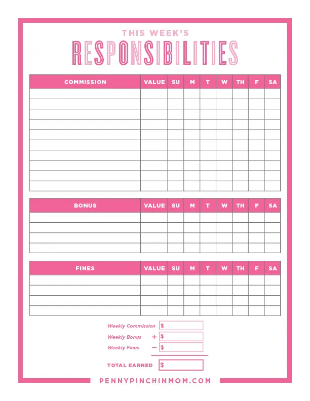 free printable kids chore chart template