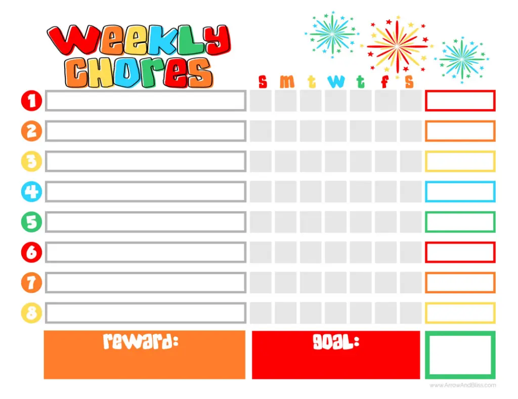 10 Fun Printable Chore Chart Templates To Help Kids With Their Chores