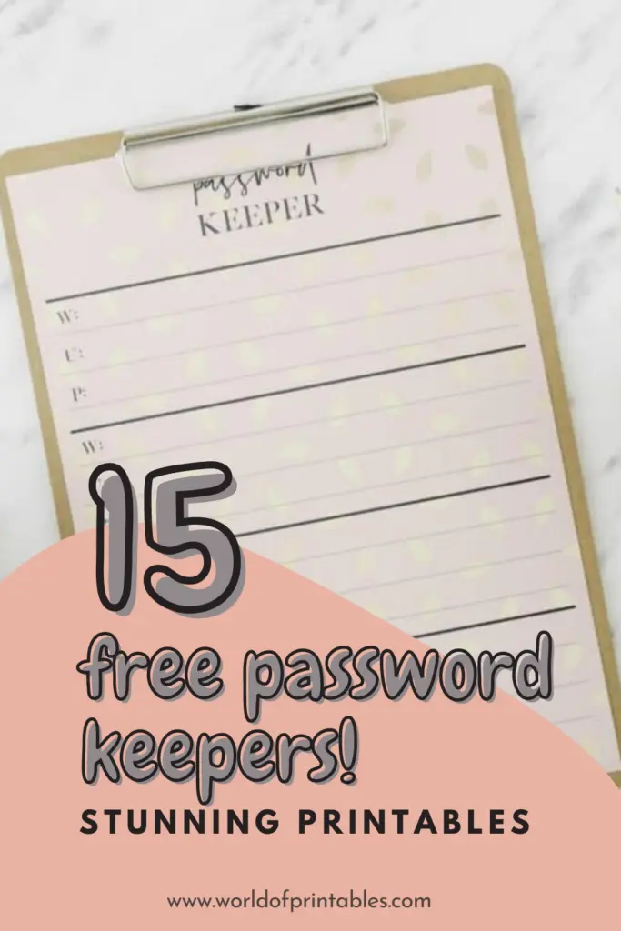 15 Free Password Keepers - world of printables