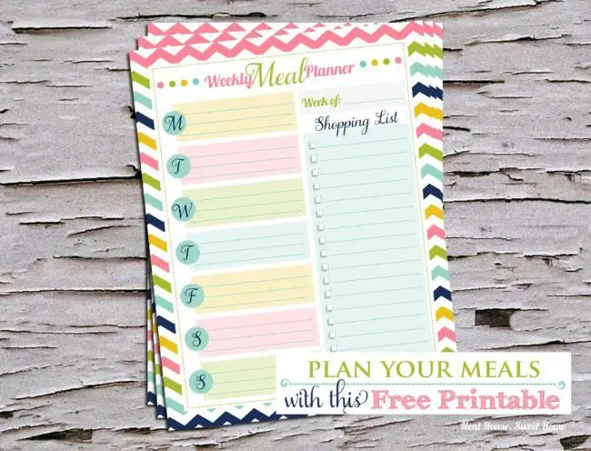 weekly meal planner free printable