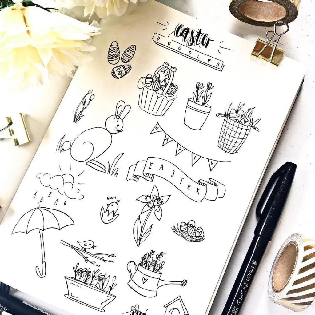 Bullet Journal Easter Doodles