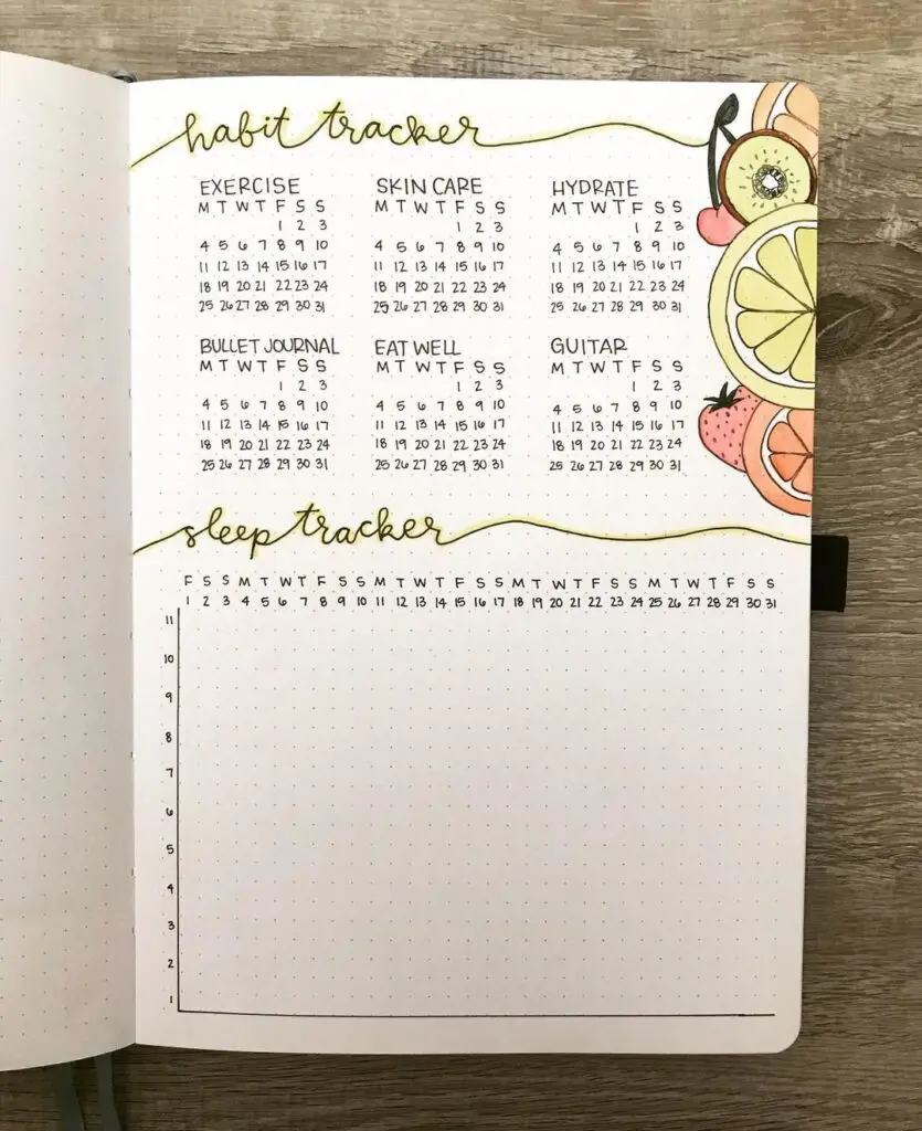 Fruit Bullet Journal Habit Tracker
