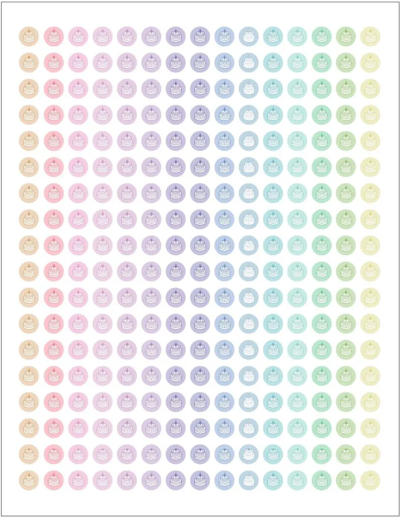 Birthday Cake Pastel Printable Planner Stickers