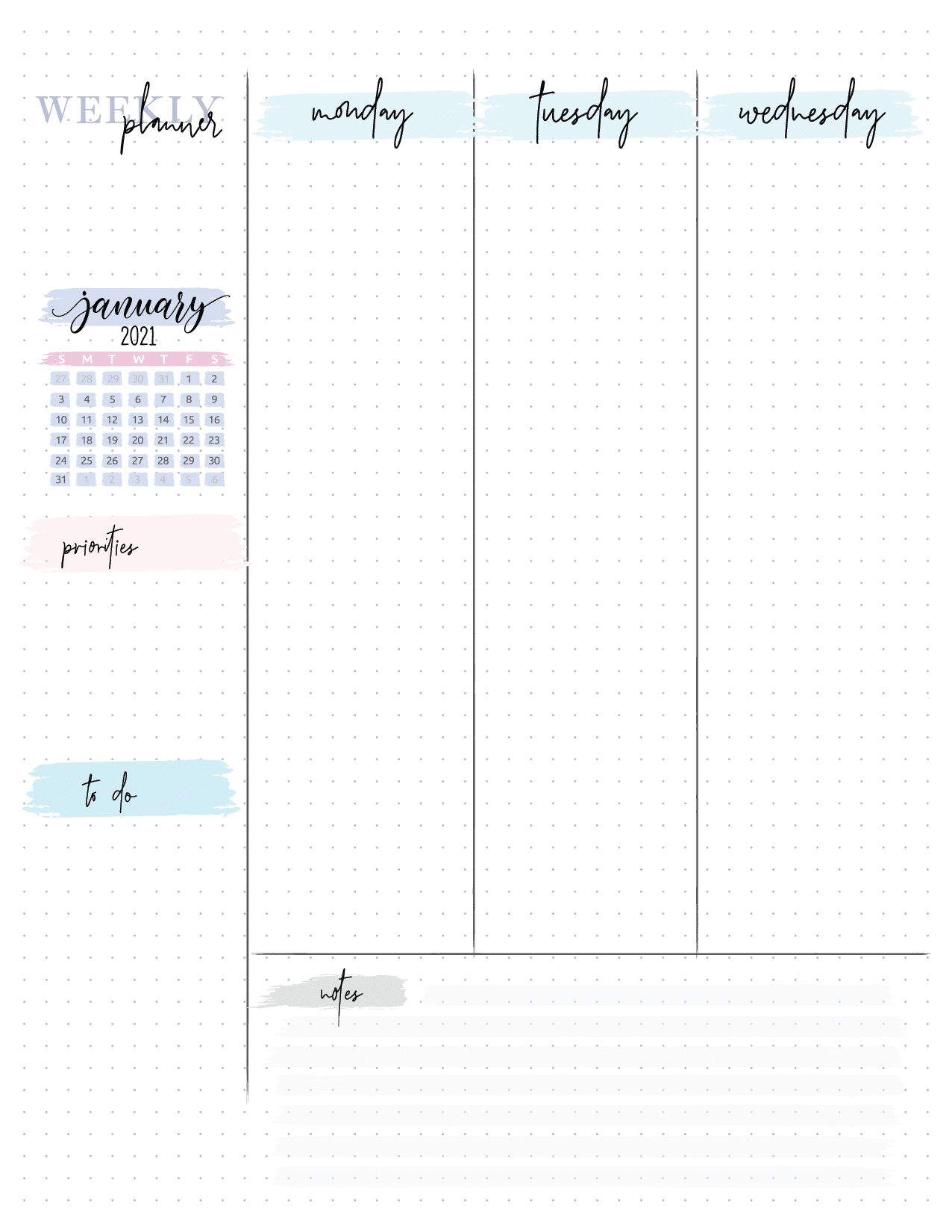 free bullet journal weekly planner on two pages printable planner
