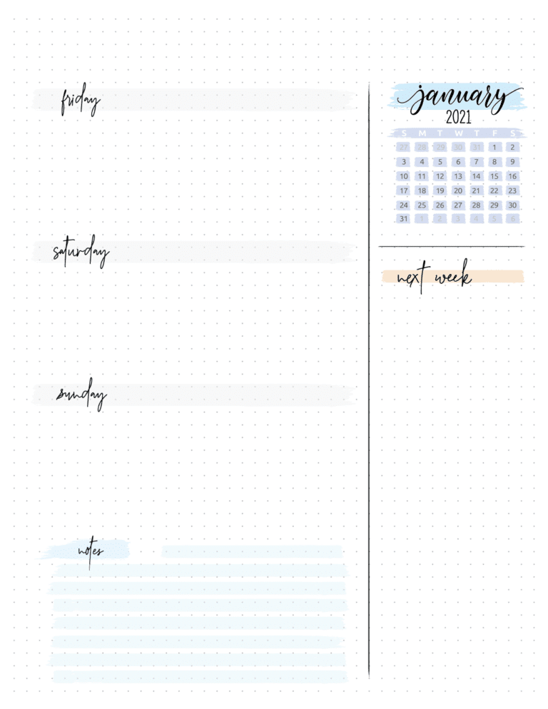 Free Bullet Journal Weekly Planner Printable - BuJo Ideas &amp; Printables