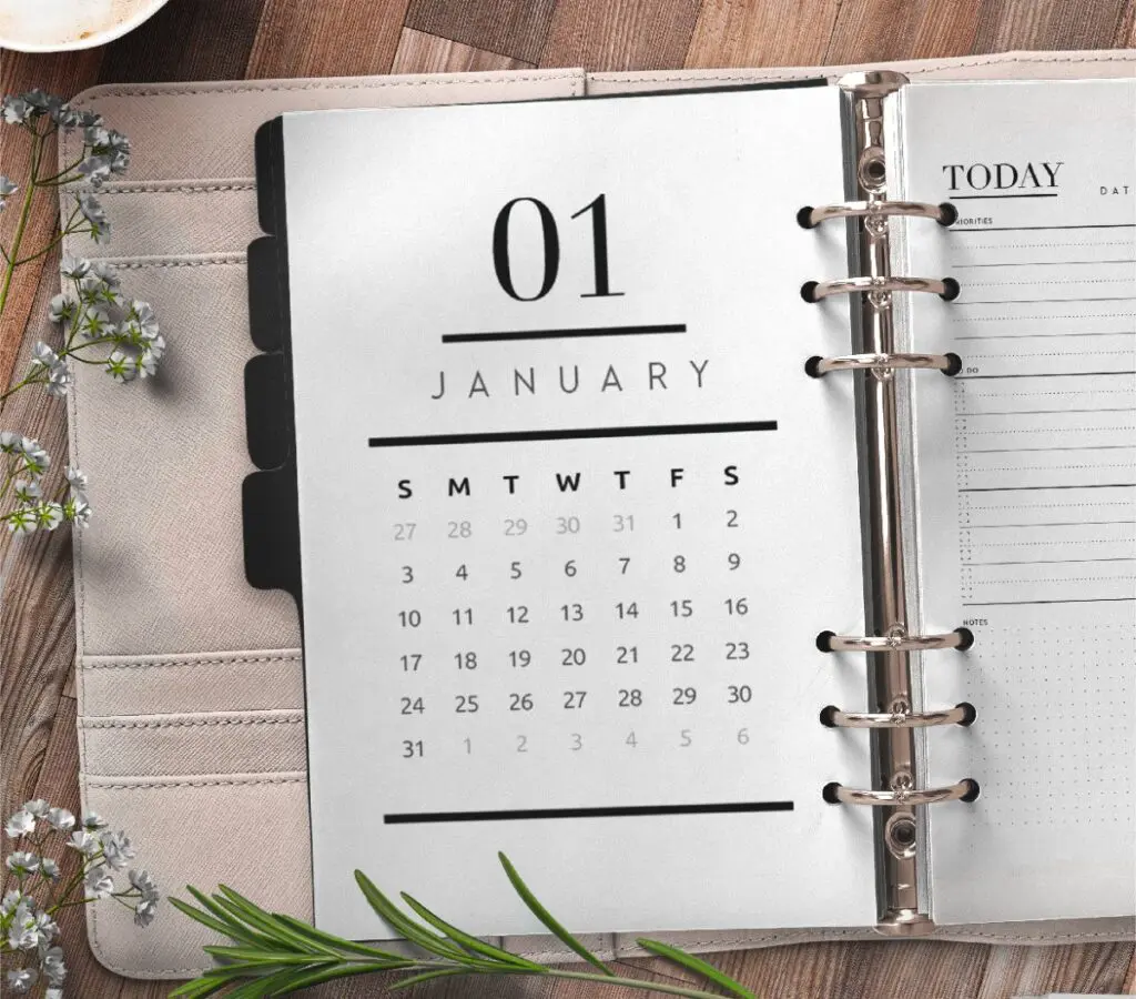 Calendar Planner Page Insert Style 1 Free Printable 1