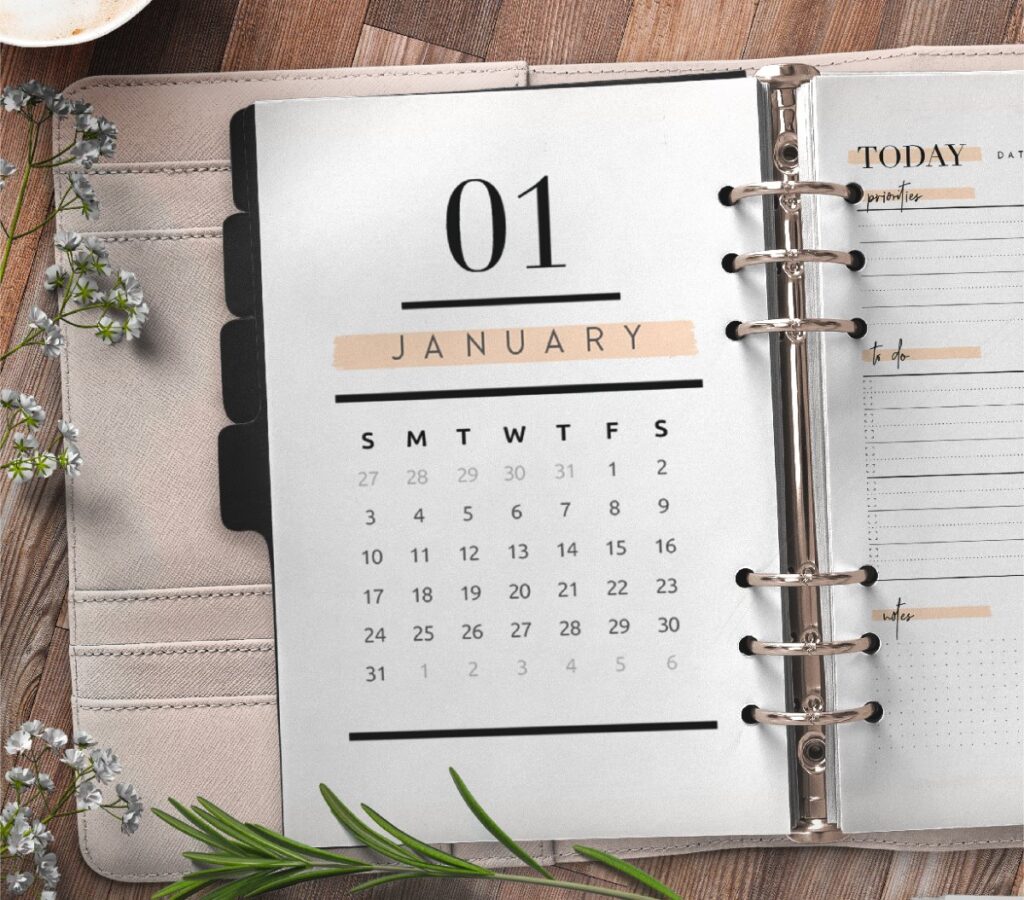 Calendar Planner Page Insert Style 2 Free Printable 1