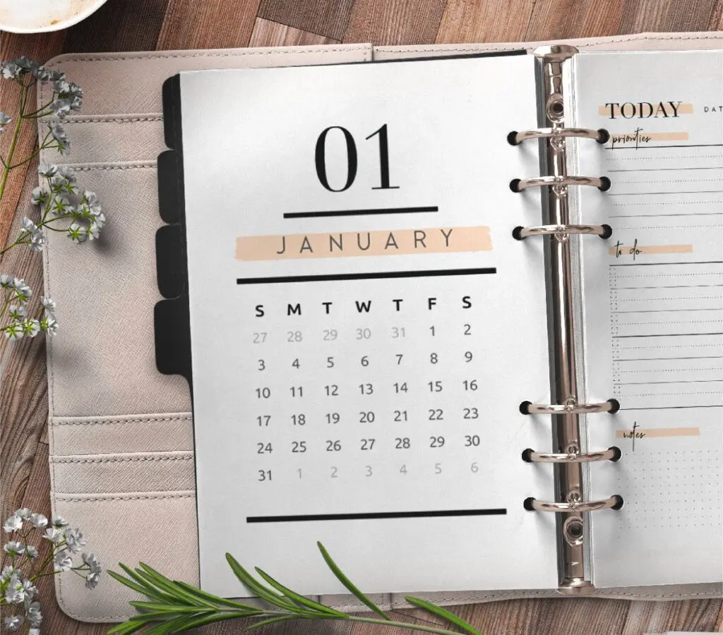 Calendar Planner Page Insert Style 2 Free Printable 1