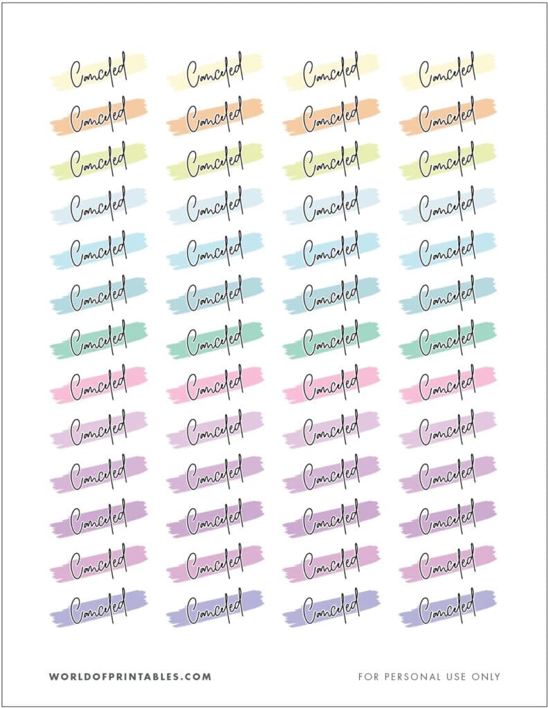 Canceled Printable Planner Stickers
