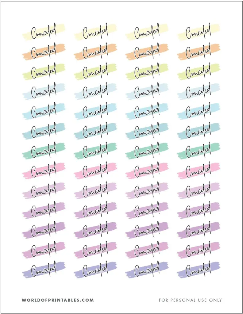 Canceled Printable Planner Stickers