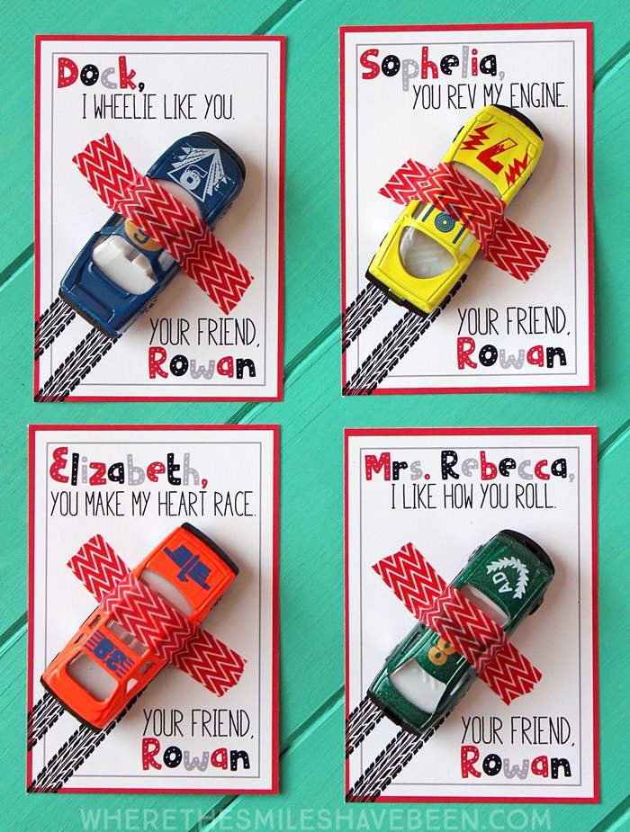 Race Car Valentine’s Day Cards Printable