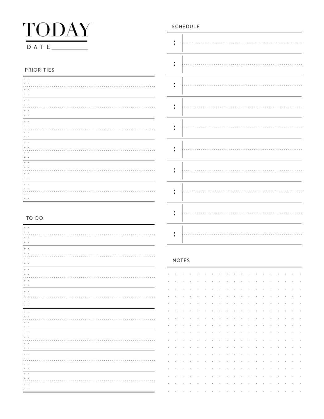 Free Day Planner Page In Two Styles - Free Planner Printables