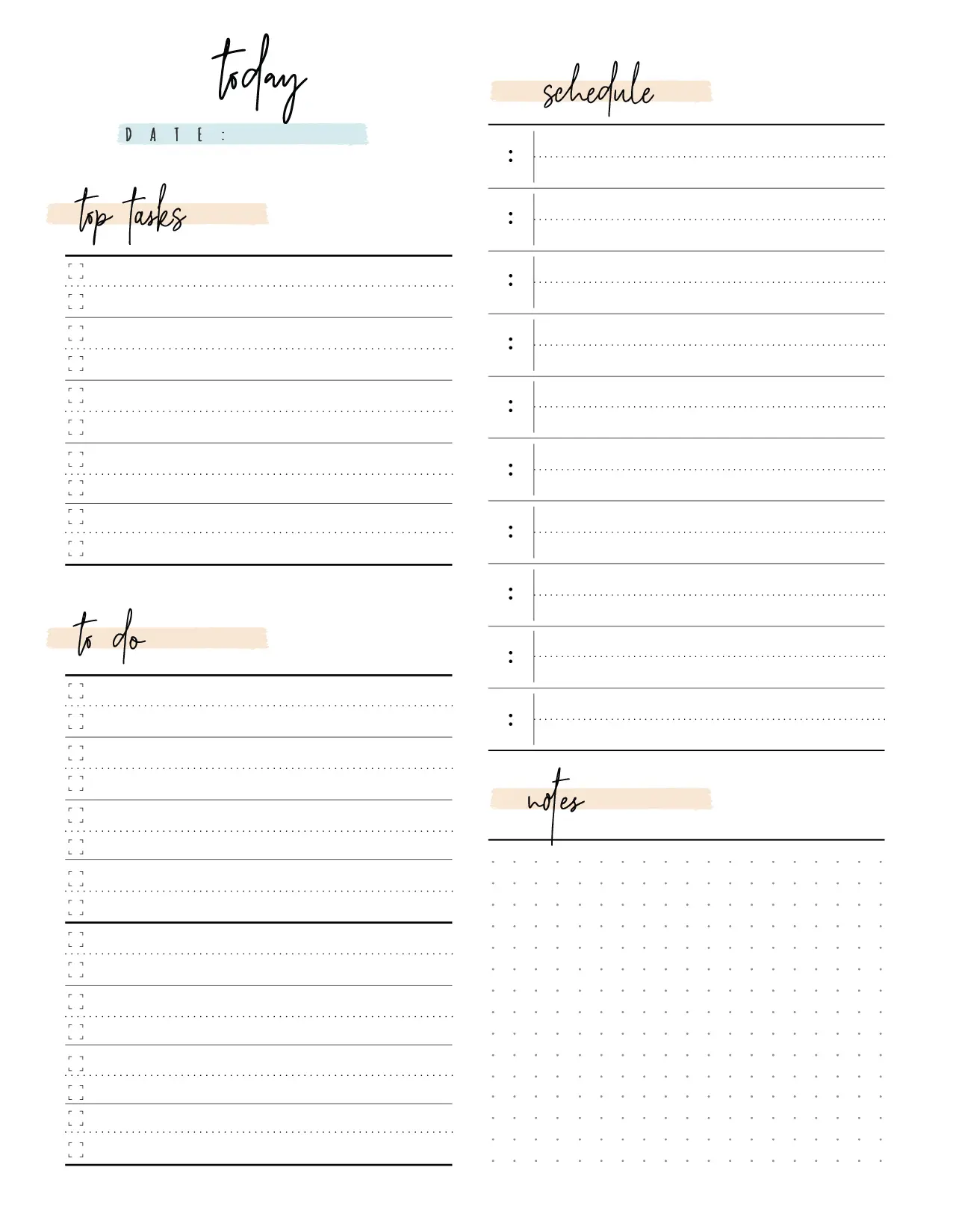 Free Day Planner Page In Two Styles - Free Planner Printables