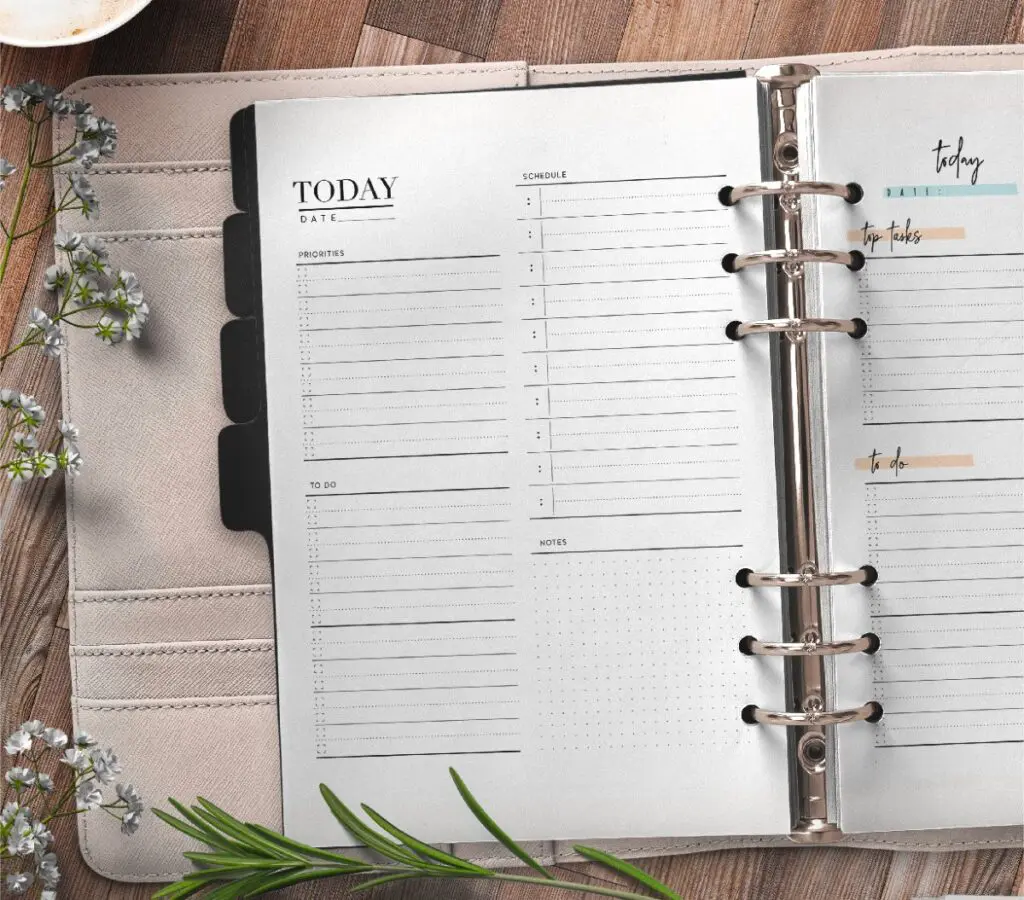 Day Planner Page In Two Styles Free Printable 1-01