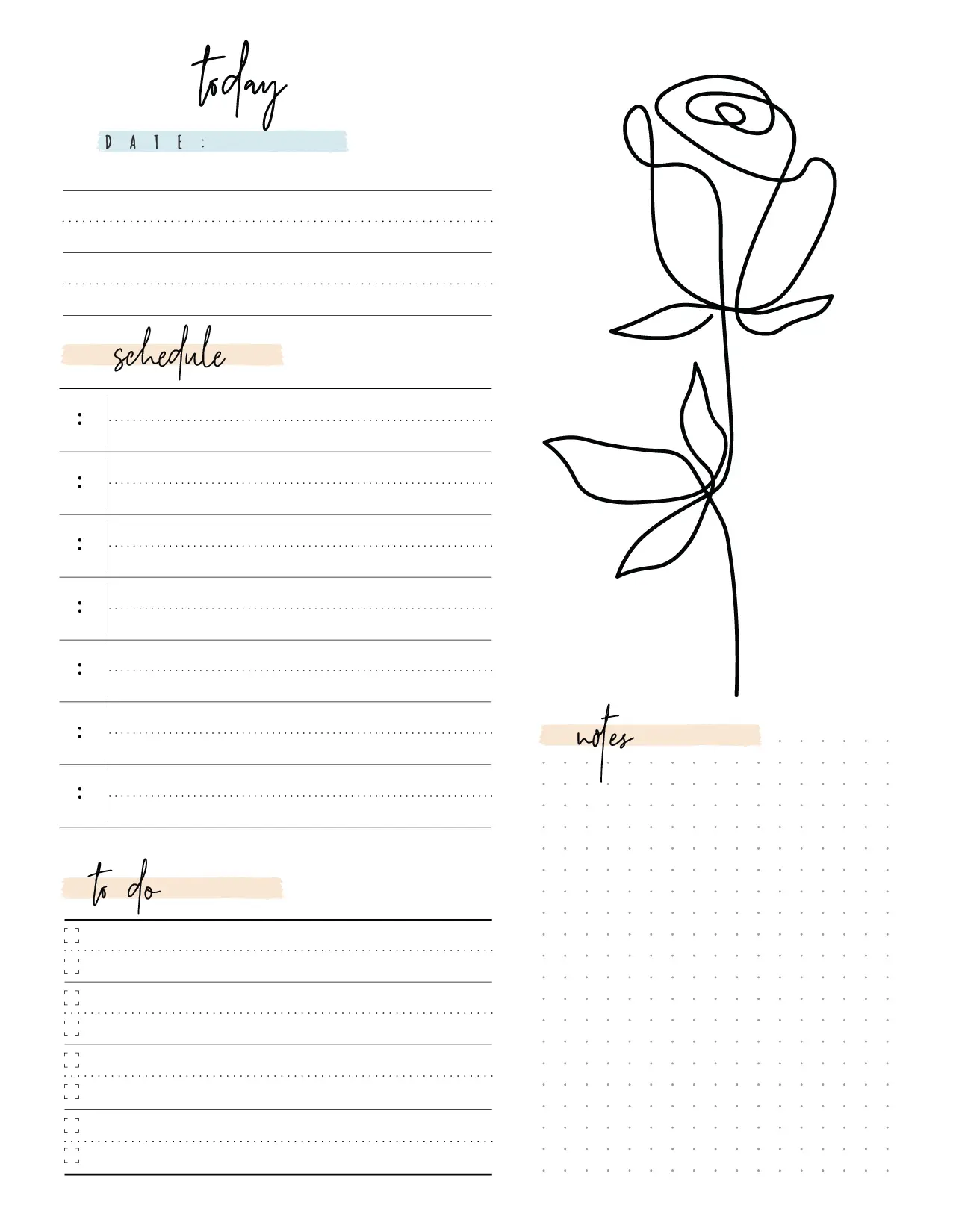 Elegant Day Planner Insert On One Page In Two Styles-02