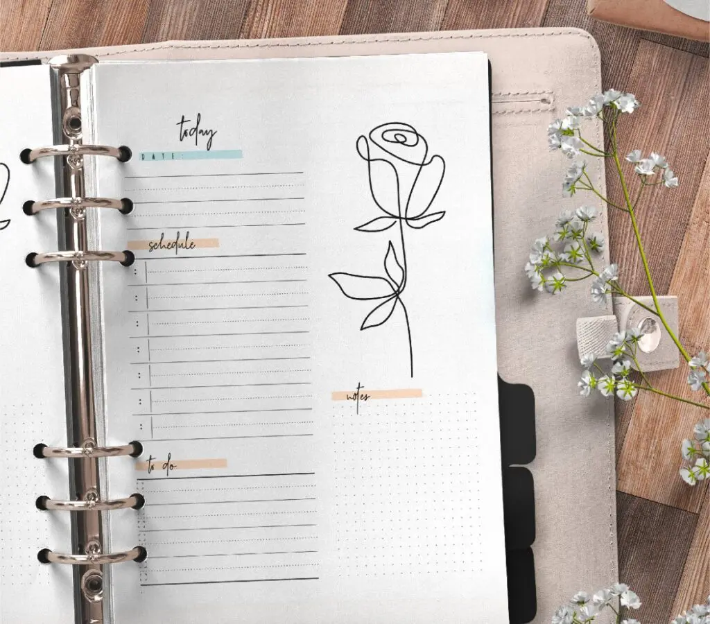 Elegant Day Planner Insert On One Page In Two Styles Free Printable 2