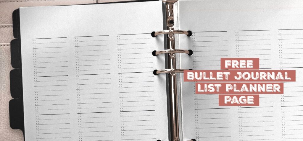 Free Bullet Journal List Planner Page Printable Template