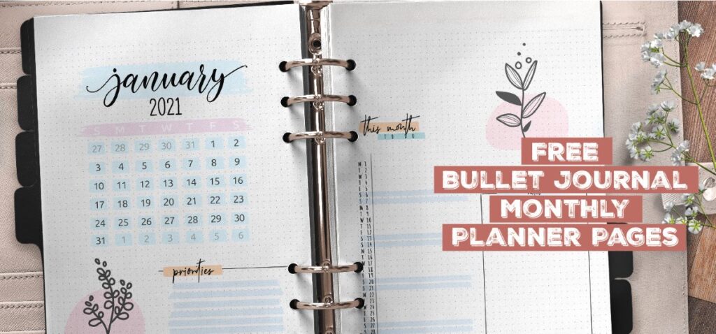 Free Bullet Journal Monthly Planner Pages Printable