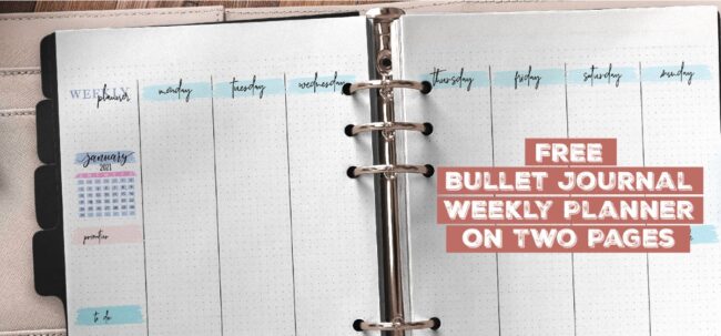 Free Bullet Journal Weekly Planner On Two Pages