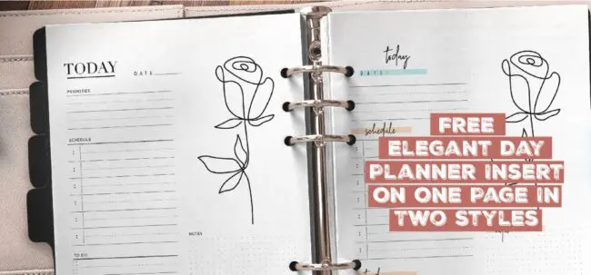 Free Elegant Day Planner Insert On One Page In Two Styles