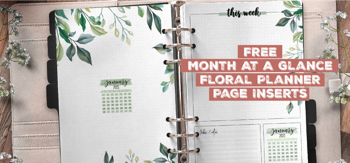 Free Month At A Glance Floral Planner Page Insert - Free Printable