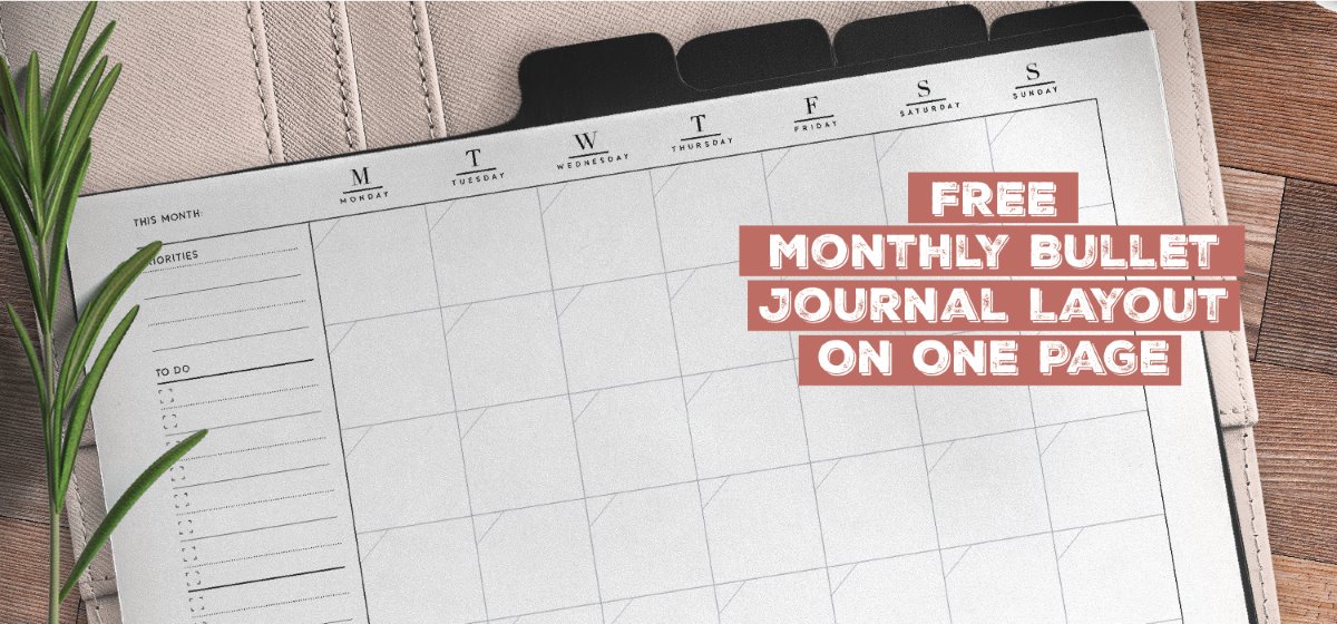 Free Monthly Bullet Journal Printable On One Page - Planner Ideas
