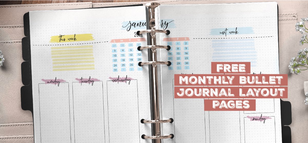 Free Monthly Bullet Journal Layout Pages - Free Printable Planners