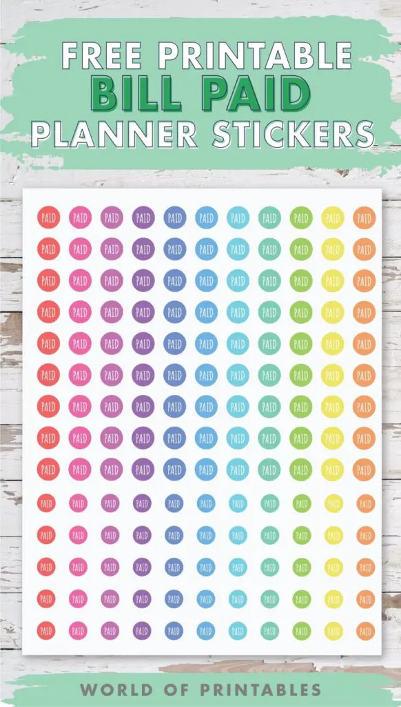 Free Printable Bill Paid Planner Stickers