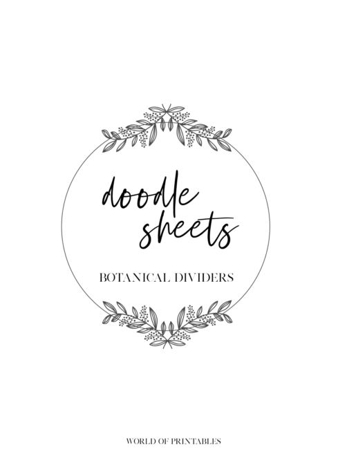 Free Printable Botanical Dividers Bullet Journal Doodle Sheets - Cover