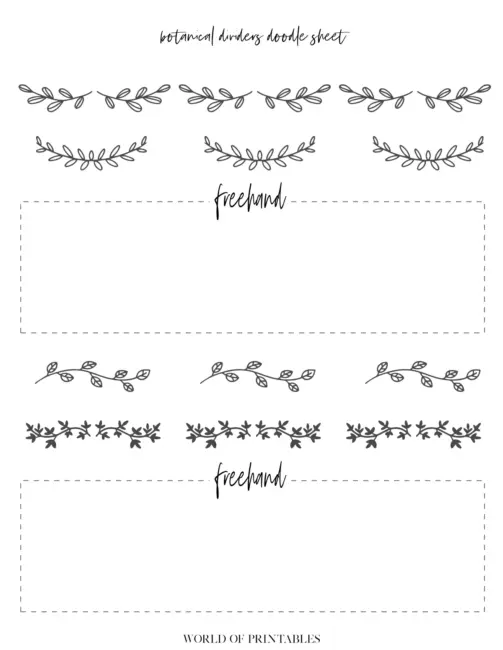 Free Printable Botanical Dividers Bullet Journal Doodle Sheets - Page 2