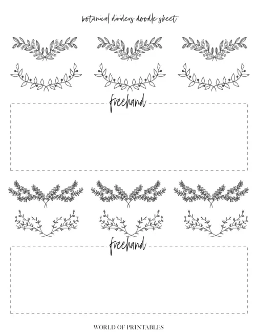 Free Printable Botanical Dividers Bullet Journal Doodle Sheets - Page 3