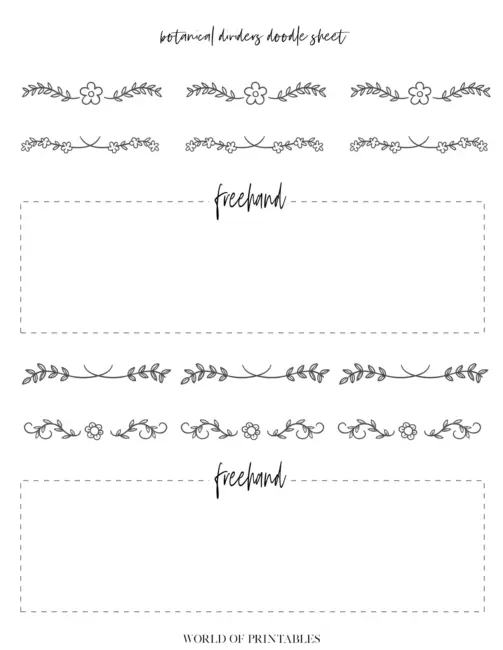Free Printable Botanical Dividers Bullet Journal Doodle Sheets - Page 4