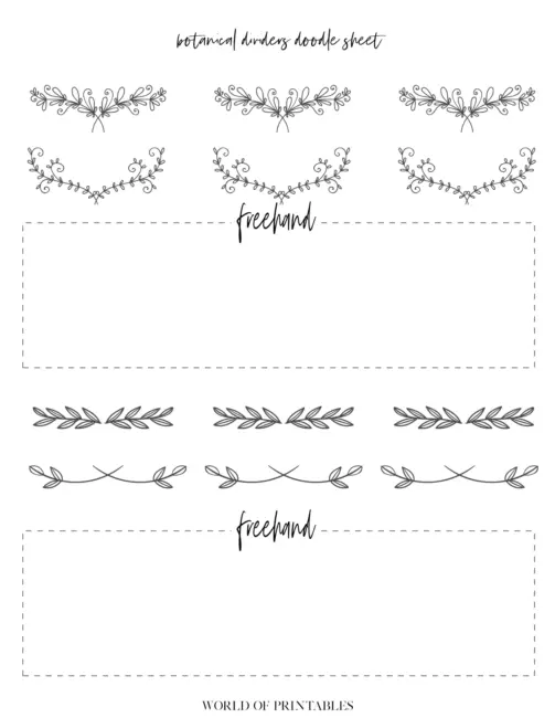 Free Printable Botanical Dividers Bullet Journal Doodle Sheets - Page 5