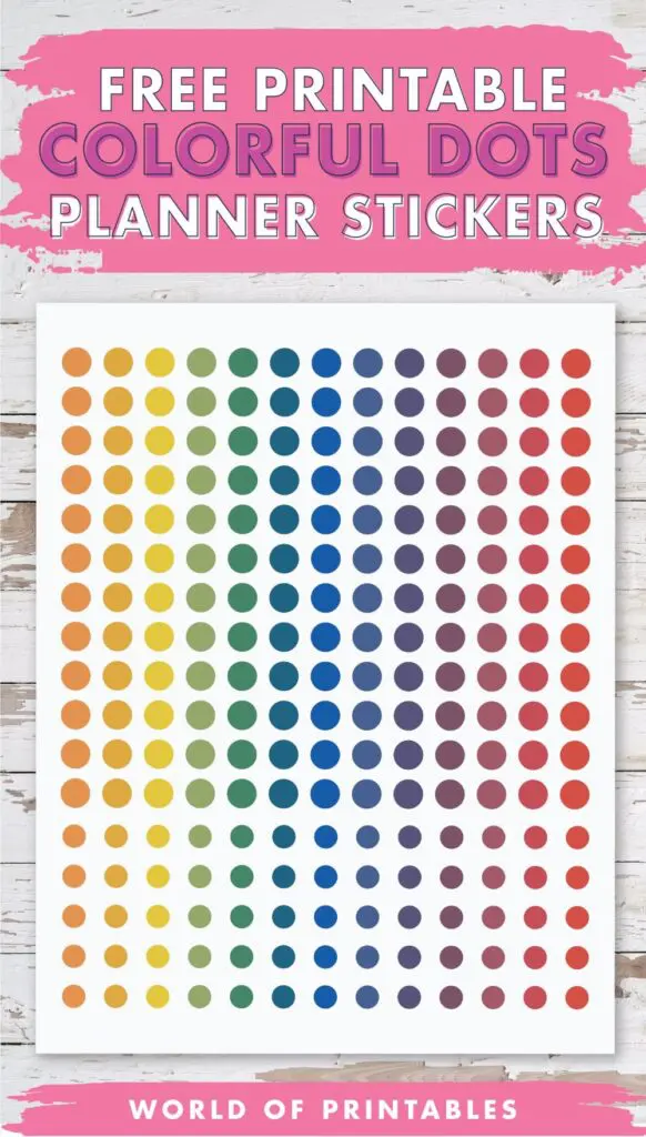 Free Printable Colorful Dots Planner Stickers