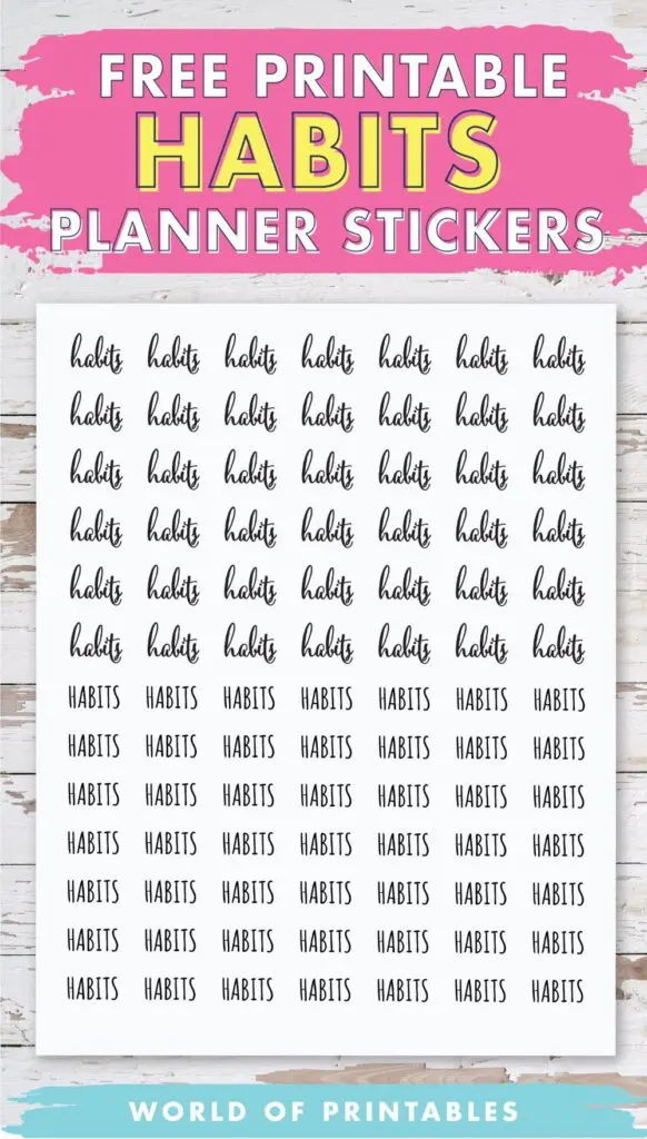 Free Printable Habits Planner Stickers