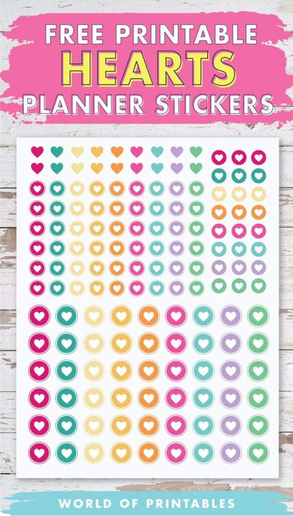 Free Printable Hearts Planner Stickers
