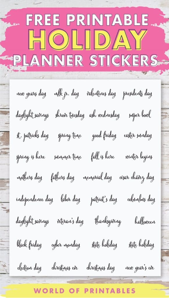 Free Printable Holiday Planner Stickers