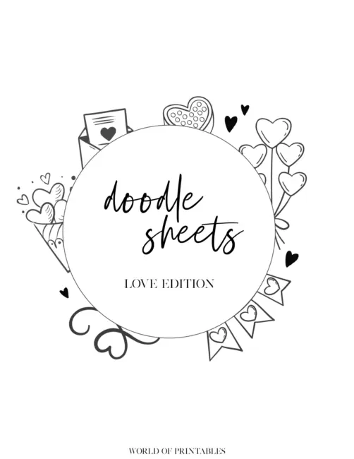 Free Printable Love Theme Bullet Journal Doodle Sheet - Cover