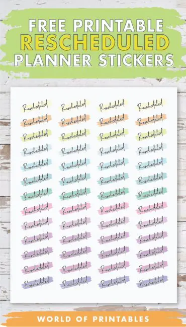 Free Printable Rescheduled Planner Stickers