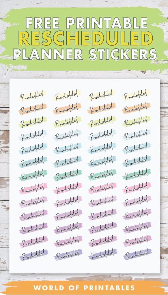 Free Printable Rescheduled Planner Stickers
