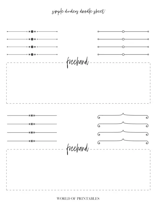 Free Printable Simple Dividers Bullet Journal Doodle Sheet - page 1