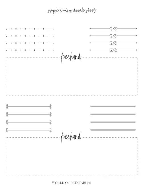 Free Printable Simple Dividers Bullet Journal Doodle Sheet - page 2