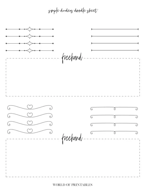 Free Printable Simple Dividers Bullet Journal Doodle Sheet - page 3