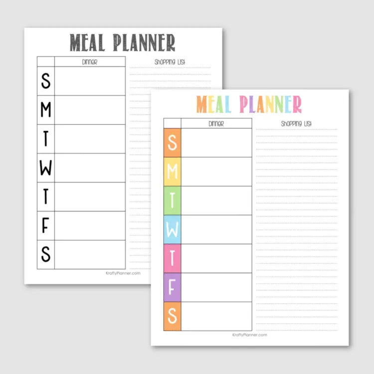 meal plan printable