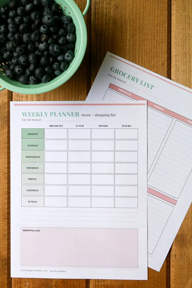 free printable weekly meal planning template