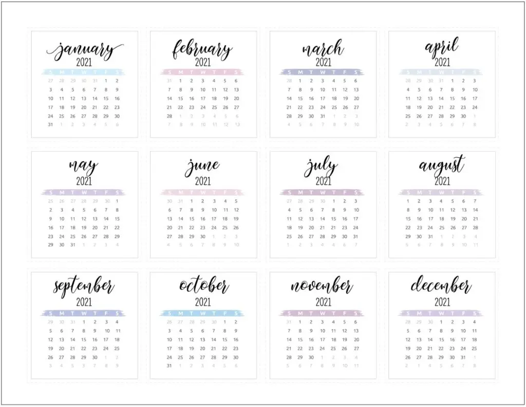 Mini Calendar Printable Planner Stickers 2