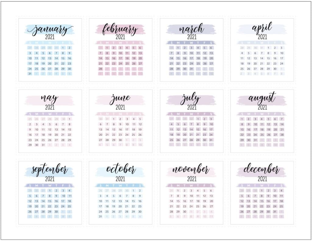 Mini Calendar Printable Planner Stickers 4